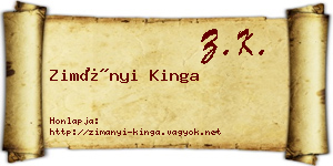 Zimányi Kinga névjegykártya